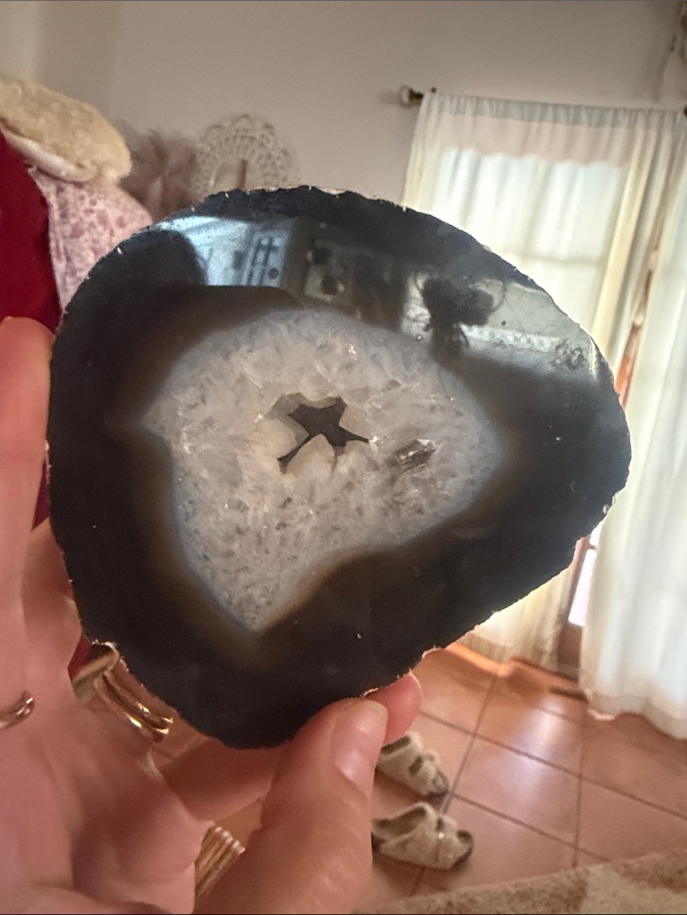 Natural Agate Geode Slice decor standing